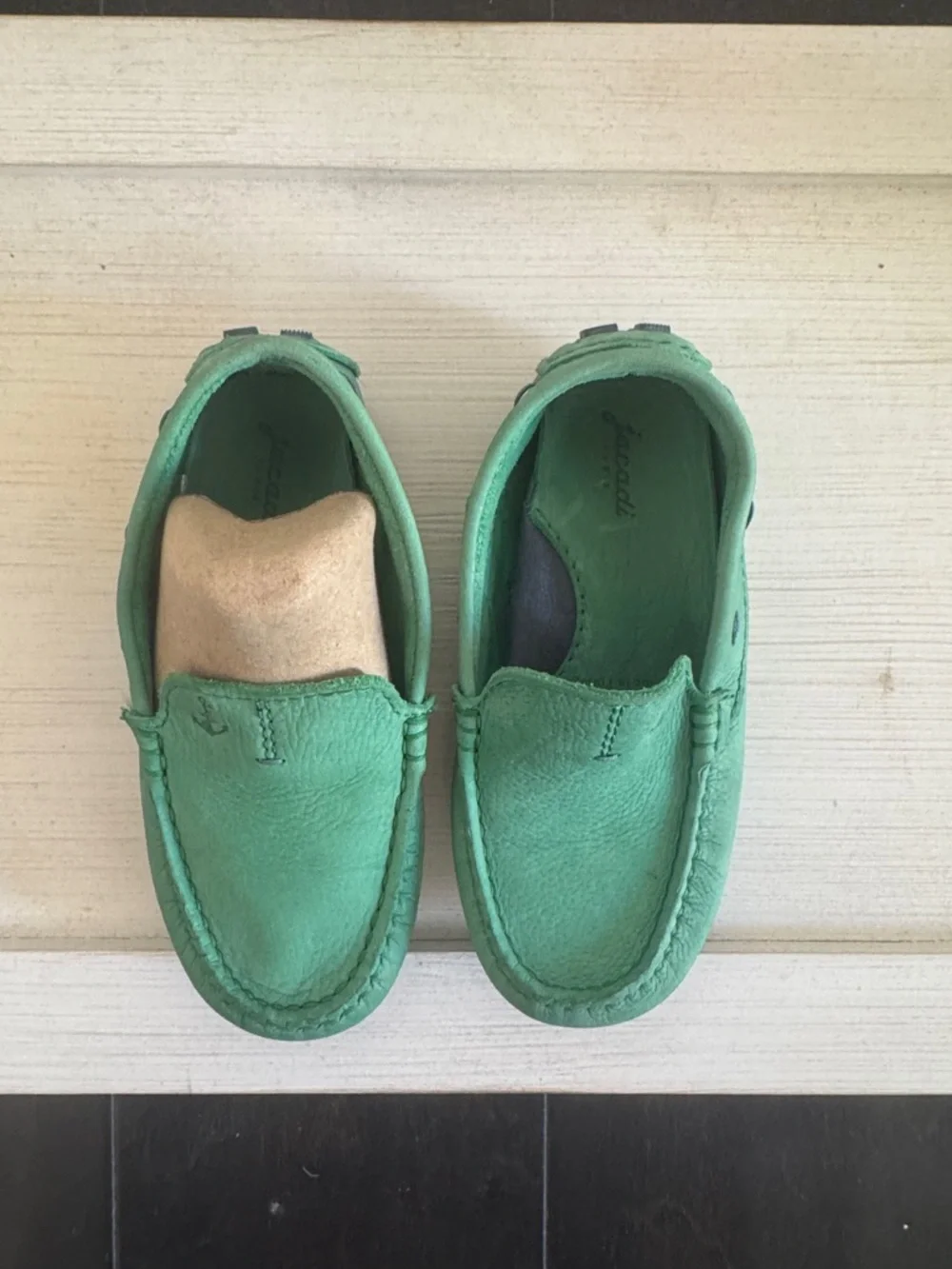 Jacadi Mint Green Suede Kids Moccasins